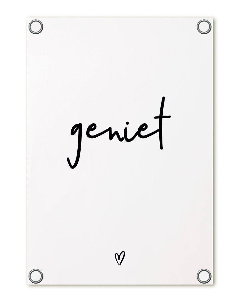 Tuinposter wit met tekst - Geniet